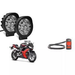 Cartronics 9 Round Cap LED Fog Light With On/Off Switch for Hero HX 250 R (Set of 2 Pcs)-80
