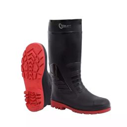 Robustt Steel Toe Printed Leather Waterproof Red & Black Gumboot Safety Shoes Size 7-47