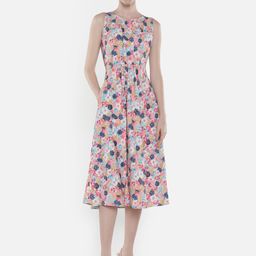 RAREISM Floral Printed Fit & Flare Midi Dress-image-63