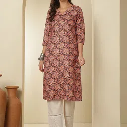 Anouk Rustic Women Floral Printed Festive Cotton A-Line Kurtas-image-59