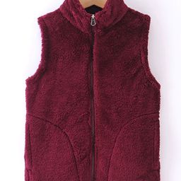 Kanvin Furr Sleeveless Jacket Solid Color - Wine-image-61