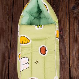 Mittenbooty Infant baby Sleeping Bag cum Wrap in Twill Cotton Vegetable Print-Green-image-39