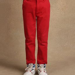 One Friday Cotton Solid Trousers - Red-picture-0