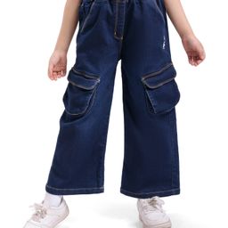 Little Kangaroos Woven Full Length Denim Jeans With Text Patch - Navy Blue-image-29