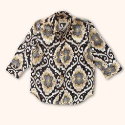 Peekaaboo Kids Pure Cotton Full Sleeves Damask Printed Shirt - Black-image-22
