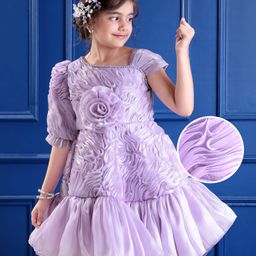 Mark & Mia Woven Sleeveless Party Dress With Floral Corsage - Lilac-image-58
