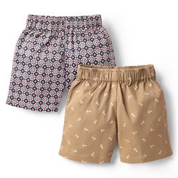 Rikidoos Cotton Pack Of 2 Floral & Anchor Printed Boxers - Navy Blue & Khaki-image-91