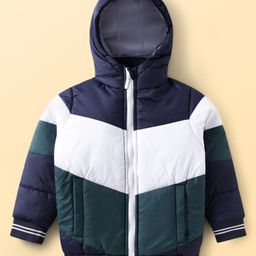 Pine Kids Woven Full Sleeves Hooded Padded Jacket - Navy Blue-picture-16