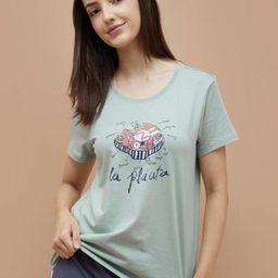 Ginger by Lifestyle Women Graphic Printed Round Neck Cotton T-shirt-picture-39