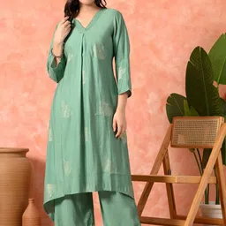 Sangria Women Floral Printed Kurta with Trousers-picture-29