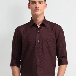 Arrow Men Manhattan Spread Collar Micro Ditsy Checked Cotton Slim Fit Formal Shirt-picture-0