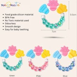NeonateCare Baby Teether Set of 2 Soft Silicone Fruit Shape and Ring Teether- Multicolor ( color and design may vary) image 3
