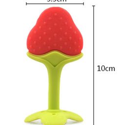 Enorme Silicone Strawberry Fruit Shape Teether With Key Teether - Multicolour image 4