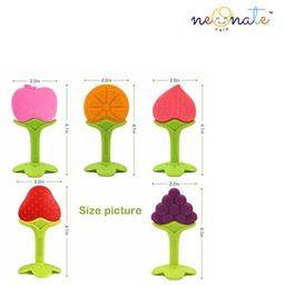 NeonateCare Baby Teether Set of 2 Soft Silicone Fruit Shape and Ring Teether- Multicolor ( color and design may vary) image 4