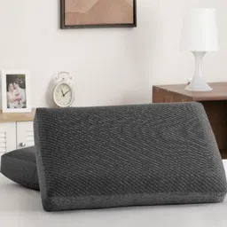 wakefit Grey 2 Piece Memory Foam Filled Faux Velvet Sleep Pillow-image-19