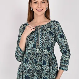Roly Poly Women Floral Printed Tie-Up Neck Pure CottonTop-picture-12