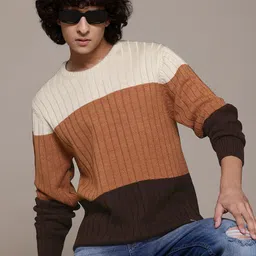 The Roadster Lifestyle Co. Pure Acrylic Colourblocked Pullover-image-50