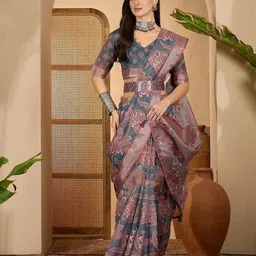 Jinal & Jinal Floral Woven Design Zari Saree-picture-25