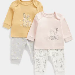 mothercare Kids Pack Of 2 Bunny Printed Long Sleeves T-shirt With Joggers-image-21