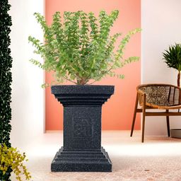 RUBOXA Black Texturerd UV ProtectedExtra Large Big Size Tulsi Flower Pot-image-4