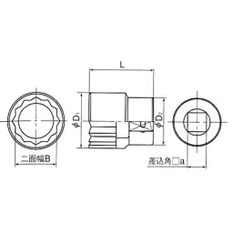 Tohnichi 21 mm Width Across Flats Double Hexagon Socket 6H-21-3
