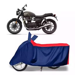 Auto Pearl Two Wheeler Cover with Bag for Triumph Street Twin BS6, Red & Blue-image-81
