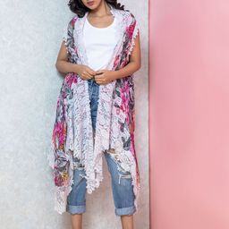 Rhe-Ana Floral Printed Sleeveless Open Front Shrug-41