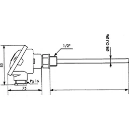 RS PRO PT100 RTD Sensor 8 mm Dia 100 mm Long 3 Wire G1/2 Class B +250°C Max, 5477714 image 5