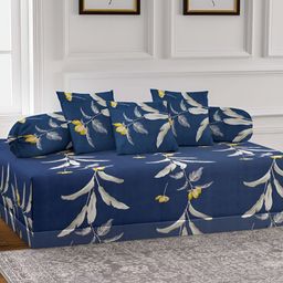 Arrabi 6-Pcs Blue & Yellow Printed Diwan Set-27