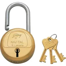 Godrej Navtal 50 mm Brass Electroplated Finish 2 Keys Padlock-25