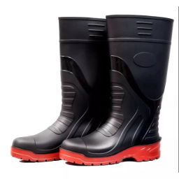 Metro Tuflon Safety Gumboot Without Steel Toe Soft PVC Rubber With Fabric Lining Black and Red UK 10, SG-008 (Pack of 3 Pair)-image-93