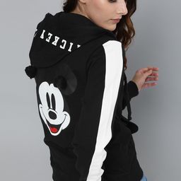 Kook N Keech Disney Women Black Printed Hooded Sweatshirt-picture-39