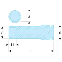 FACOM 12.7 mm (1/2 Inch) Square Drive Impact Socket Deep 6 Points 22 mm, NS.22LA image 2