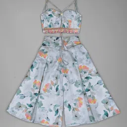Anneca Girls Floral Printed Sleeveless Pure Cotton Top With Palazzo-picture-26