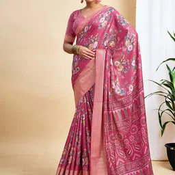 all about you Floral Zari Silk Blend Tussar Saree-picture-30