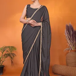 FABMORA Embellished Sequinned Pure Georgette Saree-image-71