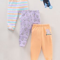 Babyhug Cotton Footed Leggings Multi Print Pack of 3- Multicolour-image-75