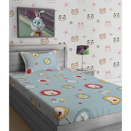 Hosta Homes 280 GSM Glaced Cotton Printed Double Bed Sheet With 1 Pillow Cover - Grey-image-46