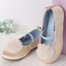 Babyoye Party Wear Slip On Bellies Pom Pom Applique - Cream-image-50