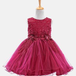 Mark & Mia Sleeveless Sequins with Corsage Party Dress - Maroon-image-14