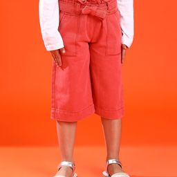 tales & stories Tales & StoriesSolid Bow Detailed Capri - Red-picture-19