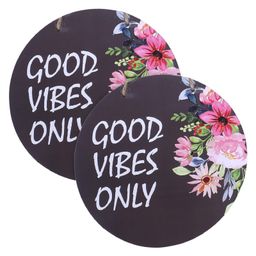 Kuber Industries Wall Hanging QuotesMdf Wooden Round Shaped Flower Print Plates For Kids Bedroom,Hall Entrance,Office,Pack of 2,Black,-picture-13