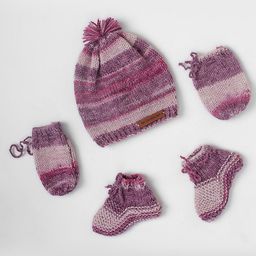 The Original Self Designed Cap With Mittens & Booties  - Purple Mix-picture-14