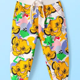 Babyhug Disney Terry Knit Full Length Lounge Pant with Lion King Print - White-picture-6
