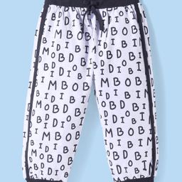 Mini Taurus Cotton Knit Full Length Lounge Pants withText Print & Tape - Navy Blue-picture-20