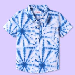 Babyhug Cotton Woven Half Sleeves Tie Dye Printed Shirt - Blue-image-36