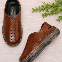 Tiny Bugs Perforated Roman Slip On Sandals - Tan-image-9