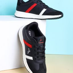 ABROS Colour Blocked Lace Up Shoes - Black & Red-image-99