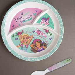 Superware Melamine Kids Partition Plate with spoon - Barbie Butterfly-8