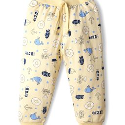 Babyhug Cotton Knit Full Length Lounge Pant With Nautical Theme Print - Yellow-image-51